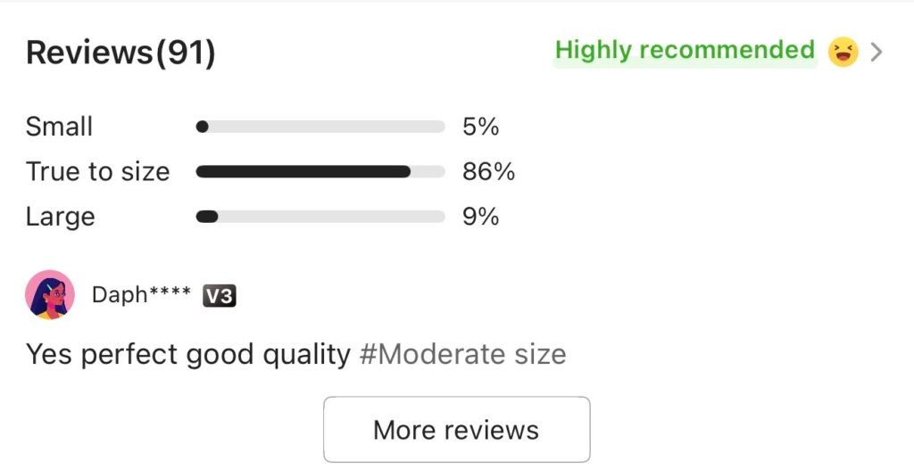 Hacoo customer reviews showing shoe sizing feedback